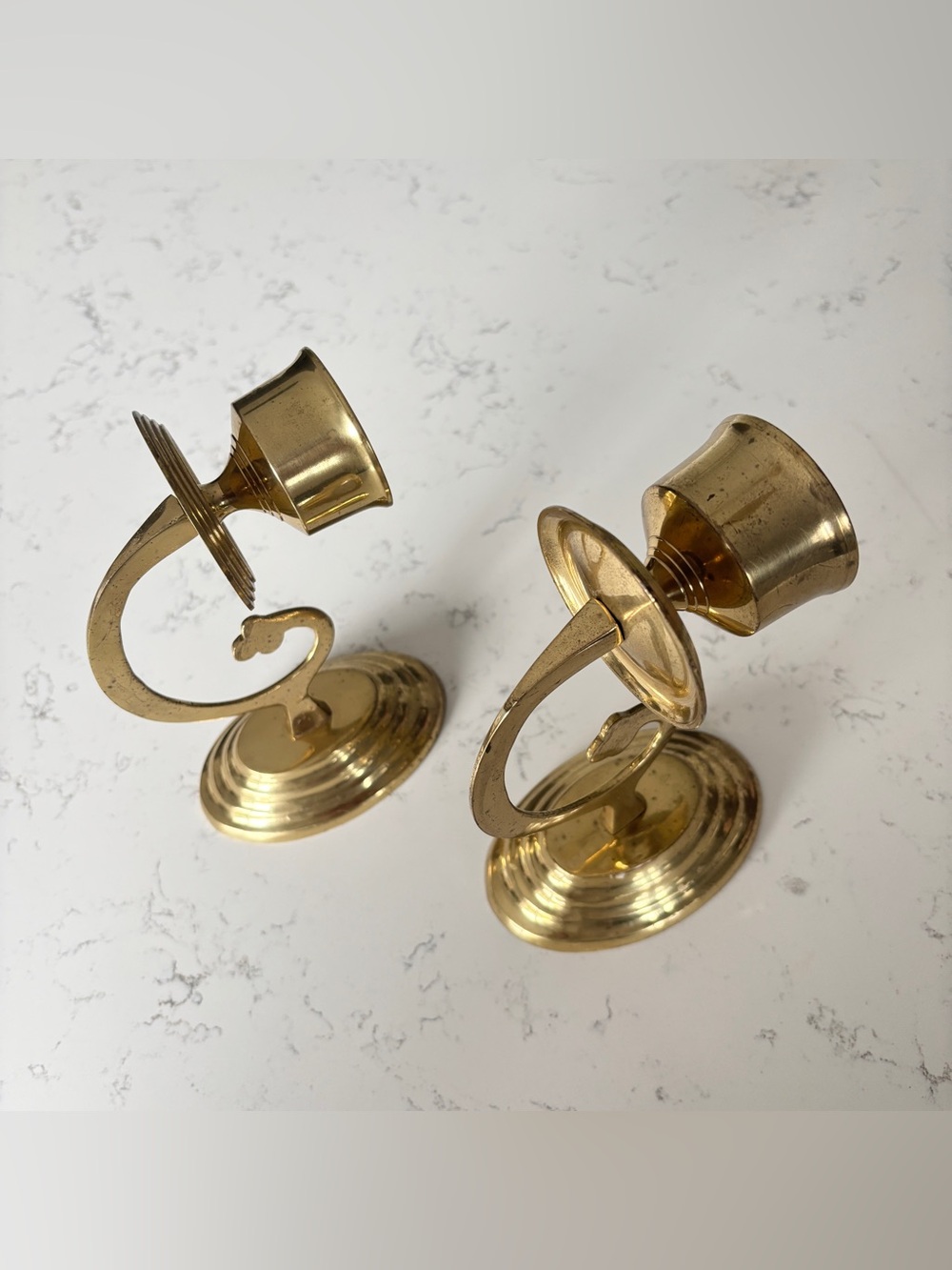 Vintage Pair of Brass Candle Holder Wall Sconces